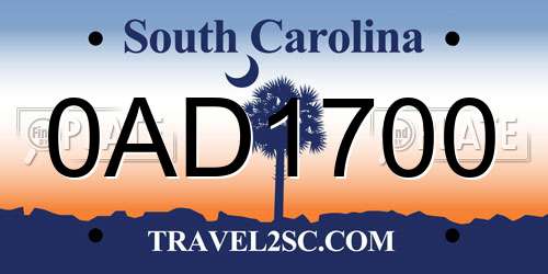 0AD1700 South Carolina License Plate