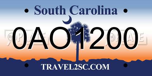 0AO1200 South Carolina License Plate
