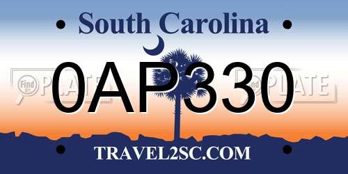 0AP330 South Carolina License Plate