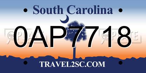 0AP7718 South Carolina License Plate