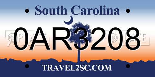 0AR3208 South Carolina License Plate