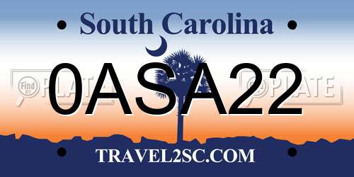 0ASA22 South Carolina License Plate
