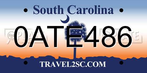 0ATE486 South Carolina License Plate
