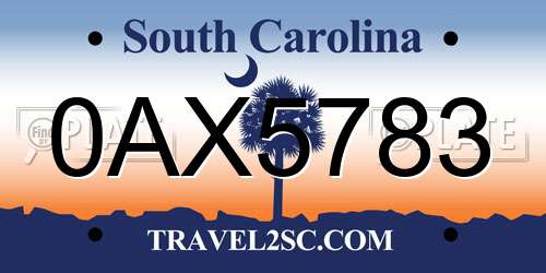 0AX5783 South Carolina License Plate