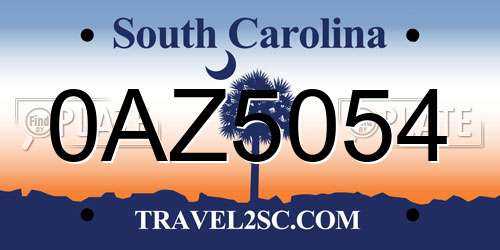 0AZ5054 South Carolina License Plate