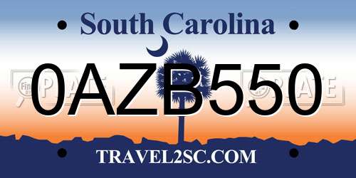 0AZB550 South Carolina License Plate