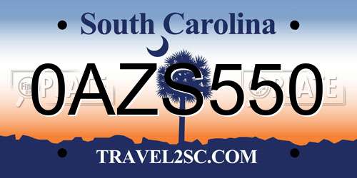 0AZS550 South Carolina License Plate