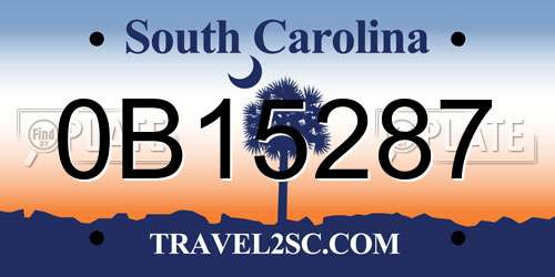 0B15287 South Carolina License Plate