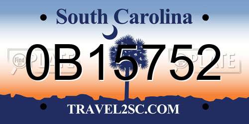 0B15752 South Carolina License Plate