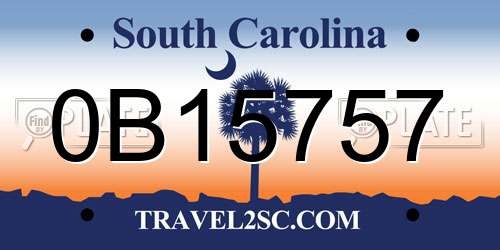 0B15757 South Carolina License Plate