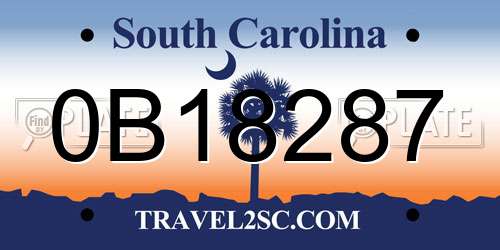 0B18287 South Carolina License Plate