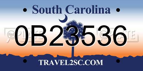 0B23536 South Carolina License Plate