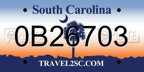 0B26703 South Carolina License Plate