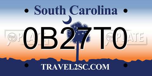 0B27T0 South Carolina License Plate