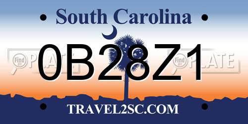 0B28Z1 South Carolina License Plate