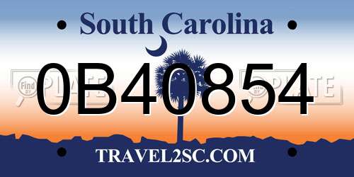 0B40854 South Carolina License Plate