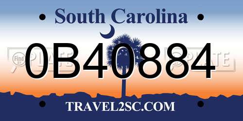 0B40884 South Carolina License Plate