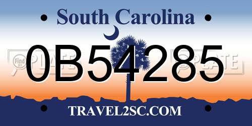 0B54285 South Carolina License Plate