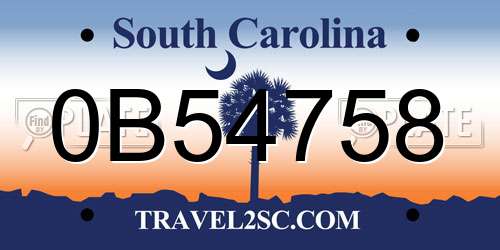 0B54758 South Carolina License Plate