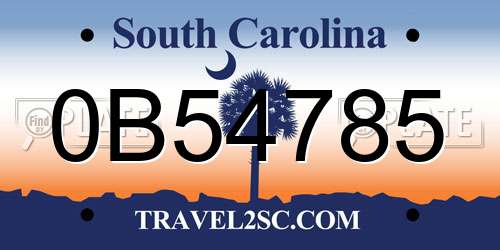 0B54785 South Carolina License Plate