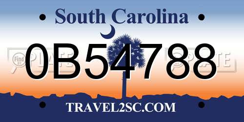 0B54788 South Carolina License Plate