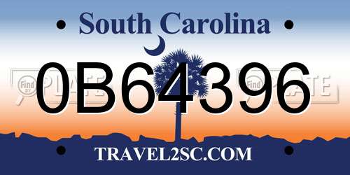 0B64396 South Carolina License Plate