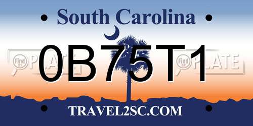 0B75T1 South Carolina License Plate