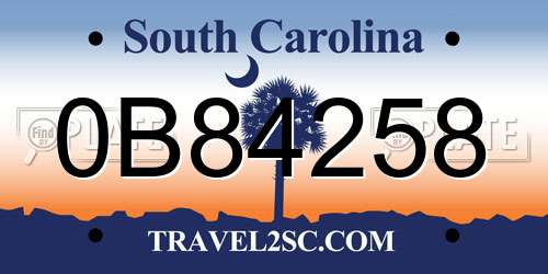 0B84258 South Carolina License Plate