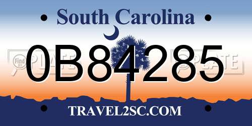 0B84285 South Carolina License Plate