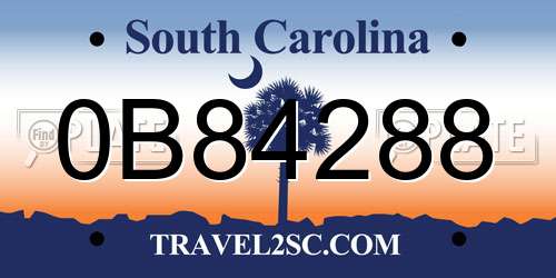 0B84288 South Carolina License Plate