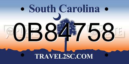 0B84758 South Carolina License Plate