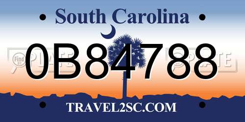 0B84788 South Carolina License Plate