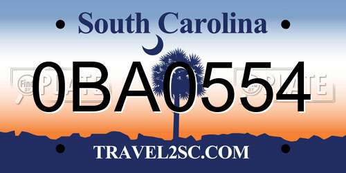 0BA0554 South Carolina License Plate