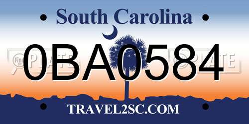 0BA0584 South Carolina License Plate