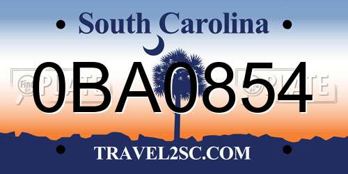 0BA0854 South Carolina License Plate