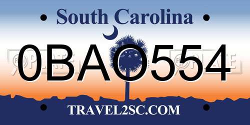 0BAO554 South Carolina License Plate