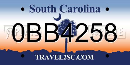 0BB4258 South Carolina License Plate
