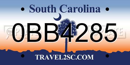 0BB4285 South Carolina License Plate