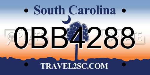 0BB4288 South Carolina License Plate
