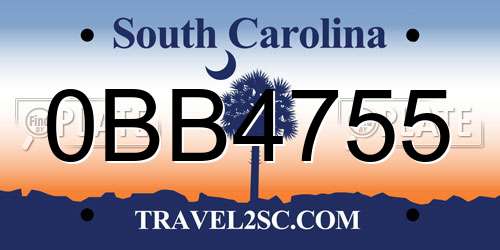 0BB4755 South Carolina License Plate