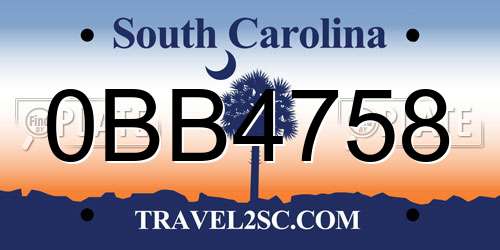 0BB4758 South Carolina License Plate