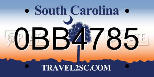 0BB4785 South Carolina License Plate