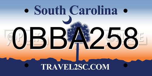 0BBA258 South Carolina License Plate