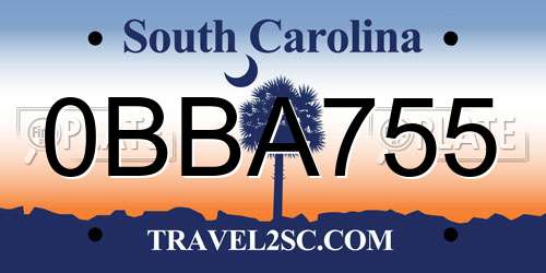 0BBA755 South Carolina License Plate