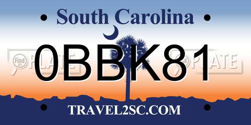 0BBK81 South Carolina License Plate
