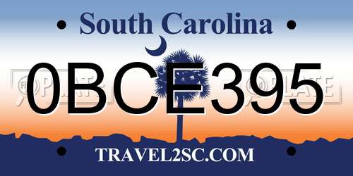 0BCE395 South Carolina License Plate