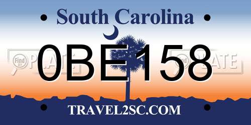0BE158 South Carolina License Plate