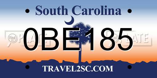 0BE185 South Carolina License Plate