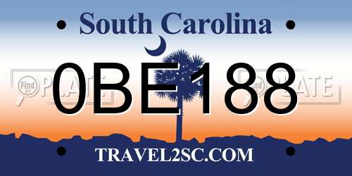0BE188 South Carolina License Plate
