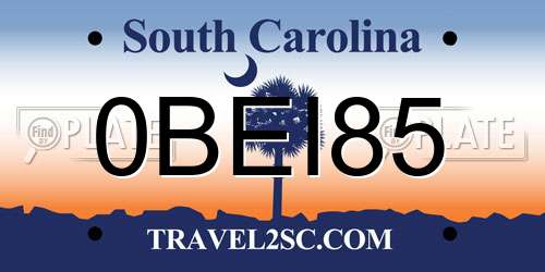 0BEI85 South Carolina License Plate